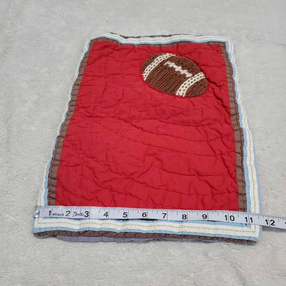 Pottery‎ Barn Kids Red Quilted Football Toddler Crib Pillow Sham Cover Set Pair